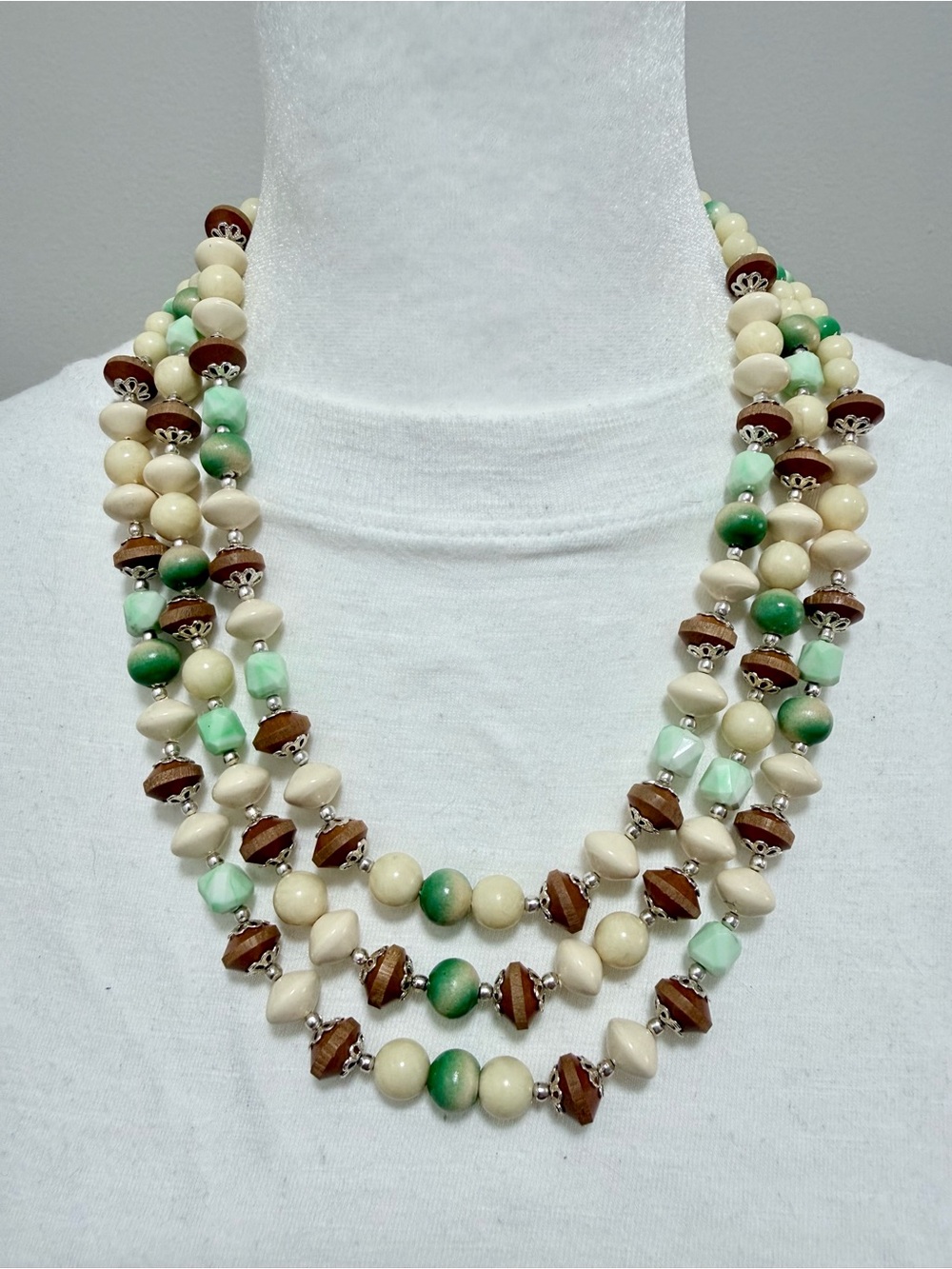 Japan Multi-Strand Acrylic and Wood Necklace